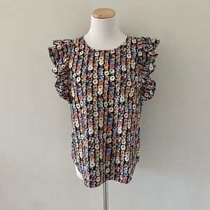 Sleeveless Floral Top with Ruffles